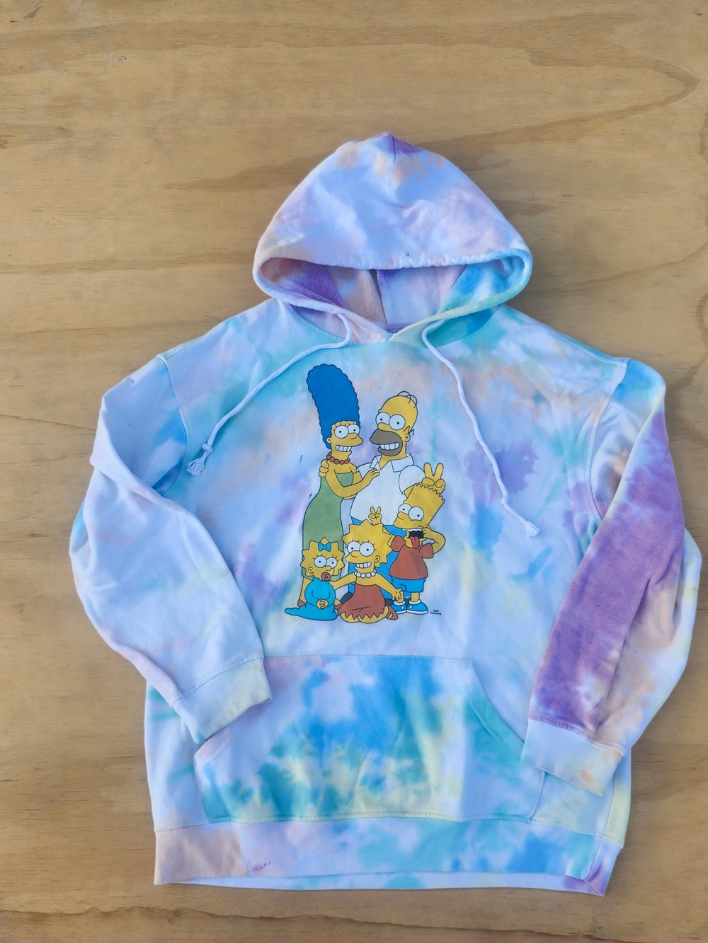 Tie-Dye Pastel Unisex Hoodie with The Simpsons Graphic Small